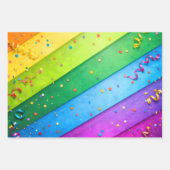 Gestreepte Regenboog met confetti Inpakpapier Vel (Voorkant 2)