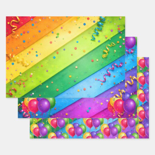Gestreepte Regenboog met confetti Inpakpapier Vel (Set)