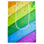 Gestreepte Regenboog met confetti Medium Cadeauzakje (Achterkant)
