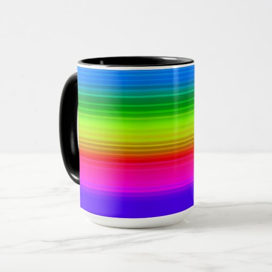 Gestreepte regenboog mok (Voorkant links)