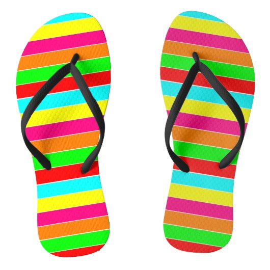 "Gestreepte Regenboog" Teenslippers (Voetbed)