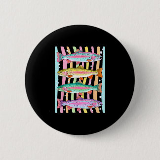 Gestreepte regenboogforel vissen buiten vis zomer ronde button 5,7 cm