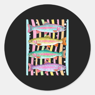Gestreepte regenboogforel vissen buiten vis zomer ronde sticker