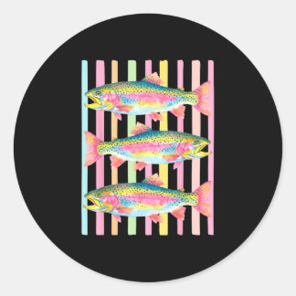 Gestreepte regenboogforel vissen buiten vis zomer ronde sticker