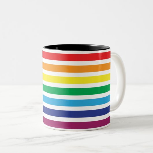Gestreepte regenboogvlagkoffie-mok tweekleurige koffiemok (Voorkant rechts)