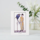 Gestreepte Robe Parrot Wegener Mode Illustratie Briefkaart (Staand voorkant)