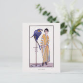 Gestreepte Robe Parrot Wegener Mode Illustratie Briefkaart (Staand voorkant)