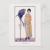 Gestreepte Robe Parrot Wegener Mode Illustratie Briefkaart (Voorkant)