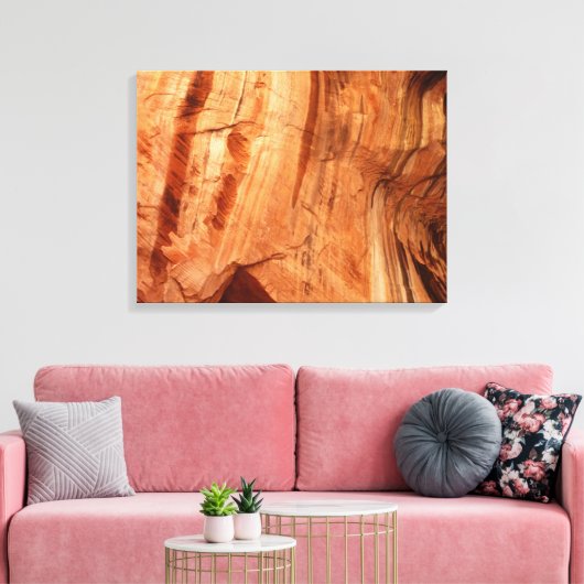 Gestreepte Rock of Double Arch Alcove I van Zion Canvas Afdruk (Insitu (Woonkamer))