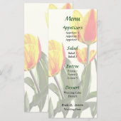 Gestreepte rode en gele tulpen trouwmenu menu (Voorkant / Achterkant)