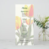 Gestreepte rode en gele tulpen trouwmenu menu (Staand voorkant)