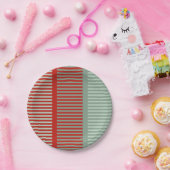 Gestreepte rode en groene patronen papieren bordje (Feest)