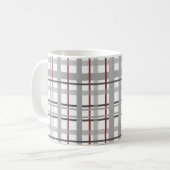 Gestreepte Rode Grijze Zilveren Monogram Koffiemok (Voorkant links)