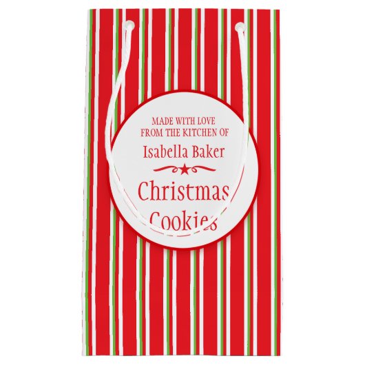 Gestreepte rode groene cookie swap / bakken gesche klein cadeauzakje (Voorkant)