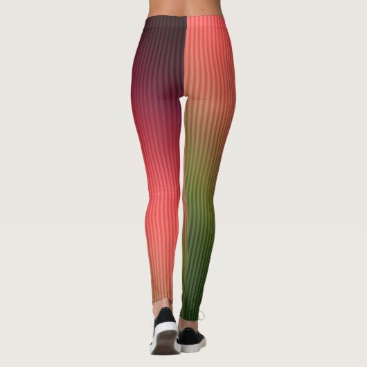 Gestreepte, rode, groene, gradiënt leggings (Achterkant)
