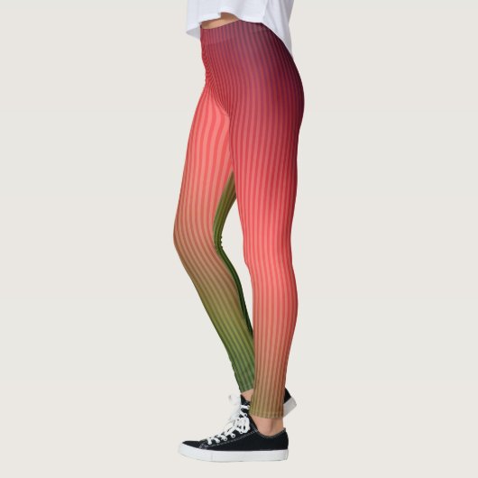 Gestreepte, rode, groene, gradiënt leggings (Links)