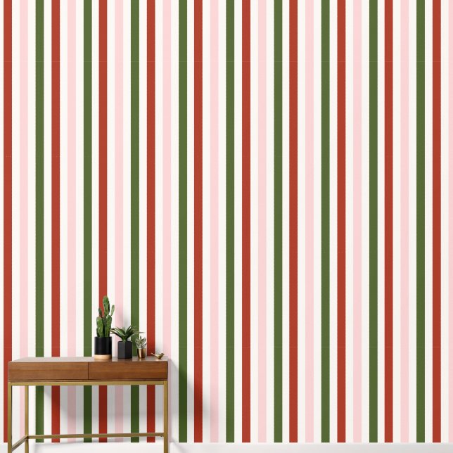 Gestreepte rode groene kerst behang (Hal)