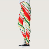 Gestreepte rode, groene kerst leggings (Links)