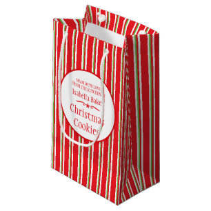 Gestreepte rode groene koekjesruil / cadeautassen  klein cadeauzakje