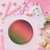 Gestreepte, rode, groene, verloopslindende kussen papieren bordje (Feest)