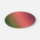 Gestreepte, rode, groene, verloopslindende kussen papieren bordje (Gekanteld)