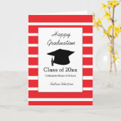 Gestreepte rode klasse van 2025 Afstuderen Kaart (Gele Bloem)