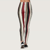 Gestreepte Rode, Zwarte en Crème Leggings (Achterkant)