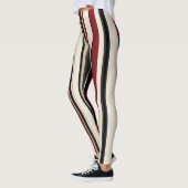 Gestreepte Rode, Zwarte en Crème Leggings (Links)
