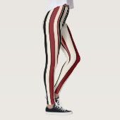 Gestreepte Rode, Zwarte en Crème Leggings (Rechts)