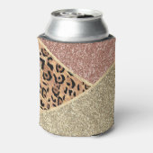 Gestreepte Roos Gold Glitter Leopard Monogram Blikjeskoeler (Blikje Achterkant)