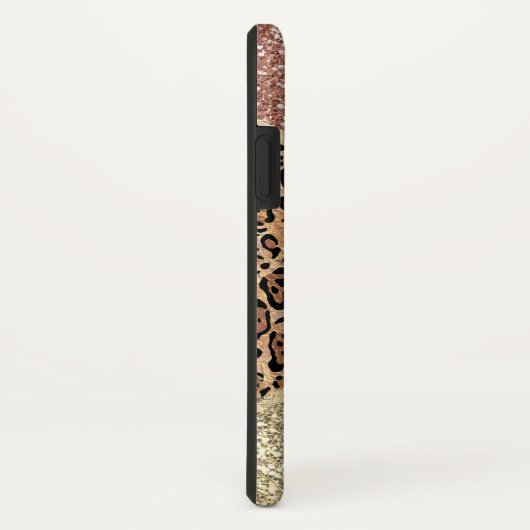 Gestreepte Roos Gold Glitter Leopard Monogram Case-Mate iPhone Case (Achterkant/rechts)
