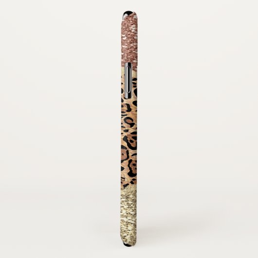 Gestreepte Roos Gold Glitter Leopard Monogram Case-Mate iPhone Case (Achterkant / rechts)
