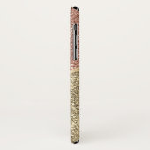 Gestreepte Roos Gold Glitter Leopard Monogram Case-Mate iPhone Case (Achterkant/links)