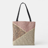 Gestreepte Roos Gold Glitter Leopard Monogram Tote Bag (Achterkant)