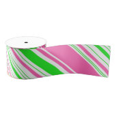 Gestreepte roze en groen grosgrain lint (Spoel)