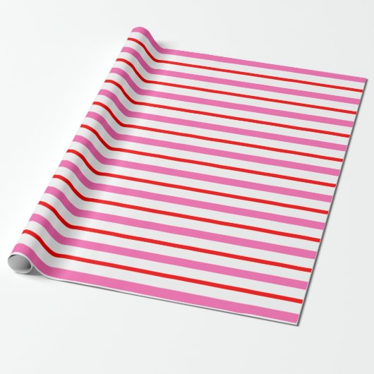 Gestreepte roze en rood cadeaupapier (Uitgerold)