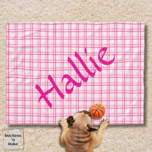 Gestreepte Roze en Witte Patroon Honden Dekbed Fleece Deken