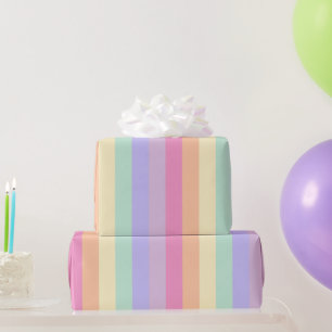 Gestreepte roze geel blauw Paarse pastelkleuren Cadeaupapier