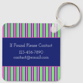 Gestreepte Roze Groen Marineblauw Persoonlijk Sleutelhanger (Achterkant)