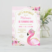 Gestreepte roze Let's Flamingle Flamingo Verjaarda Kaart (Staand voorkant)