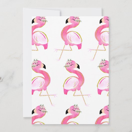 Gestreepte roze Let's Flamingle Flamingo Verjaarda Kaart (Achterkant)