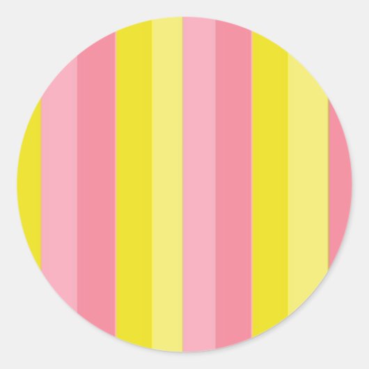Gestreepte roze limonade ronde sticker (Voorkant)