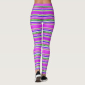 Gestreepte roze Paarse groene Mode Fabric Monogram Leggings (Achterkant)