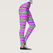 Gestreepte roze Paarse groene Mode Fabric Monogram Leggings (Rechts)