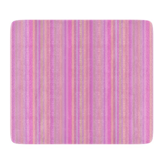 Gestreepte roze pastel retro glas snijplank (Voorkant)