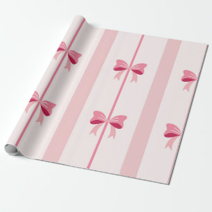 Gestreepte roze strik genot cadeaupapier