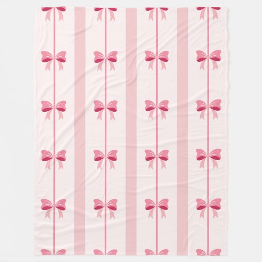 Gestreepte roze strik genot fleece deken (Voorkant)