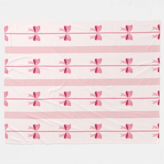 Gestreepte roze strik genot fleece deken (Voorkant (Horizontaal))