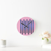 Gestreepte Roze Wandklok (Huis)