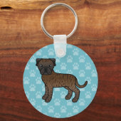 Gestreepte Schattige Bullmastiff Hond Sleutelhanger (Voorkant)